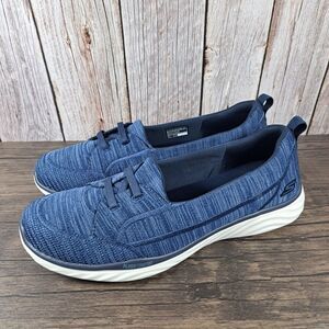 Skechers Goga Mat Plush On The Go Ideal Fortress SlipOn Shoes Women's Sz 11 Navy